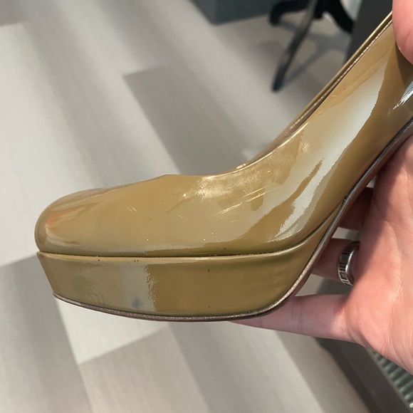 YSL Tan Platform Patent Leather Stiletto High Heels IT 38 8: US - Picture 13 of 16